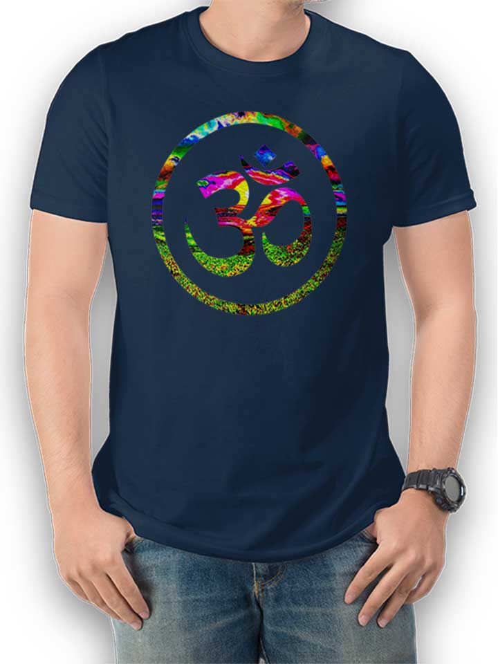 Om Symbol Batik T-Shirt bleu-marine L