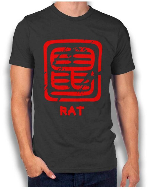 Chinese Signs Rat T-Shirt dunkelgrau L