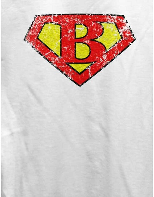 B Buchstabe Logo Vintage Damen T-Shirt weiss L