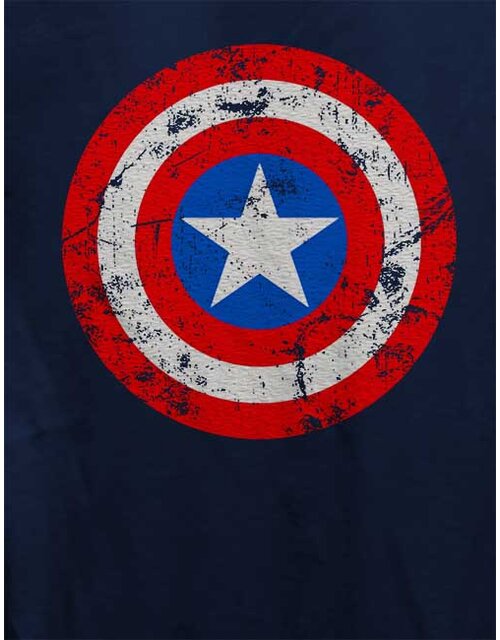 Captain America Shield Vintage Damen T-Shirt dunkelblau L