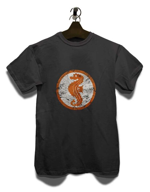 Seepferdchen Logo Vintage T-Shirt dunkelgrau L