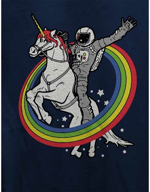 Unicorn Astronaut Damen T-Shirt dunkelblau L