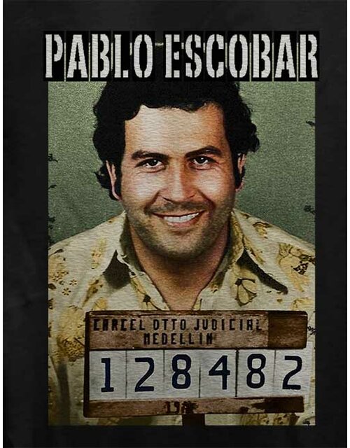 Pablo Escobar Mugshot Damen T-Shirt schwarz L