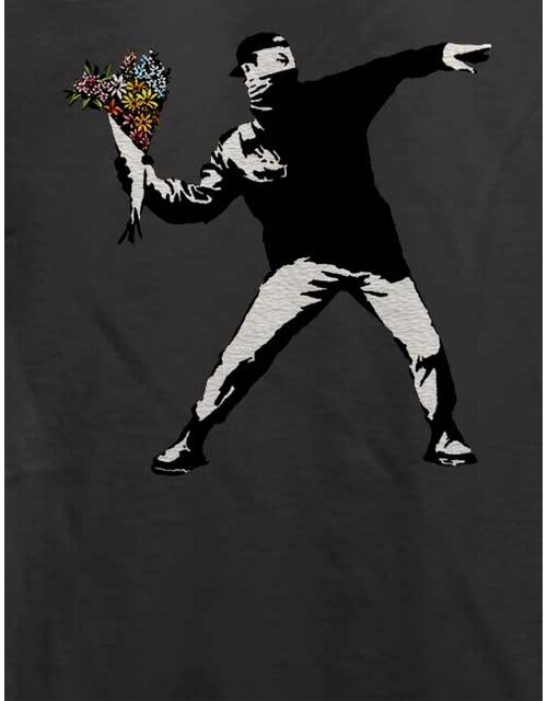 Banksy Flower Hooligan T-Shirt dunkelgrau L