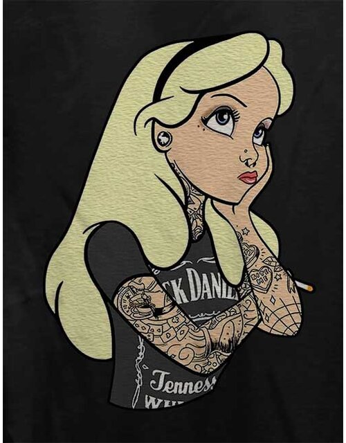 Alice Tattoo In Wonderland Damen T-Shirt schwarz L