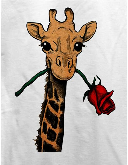 Giraffe Rose T-Shirt weiss L