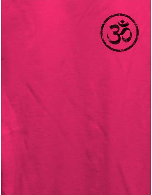 Om Symbol Vintage Chest Print Damen T-Shirt fuchsia L