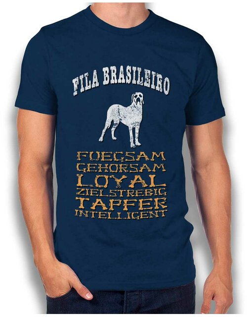 Hund Fila Brasileiro T-Shirt dunkelblau 2XL