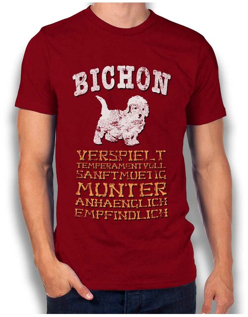 Hund Bichon T-Shirt bordeaux XL