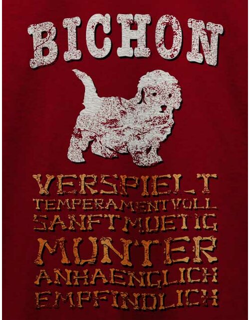 Hund Bichon T-Shirt bordeaux 2XL