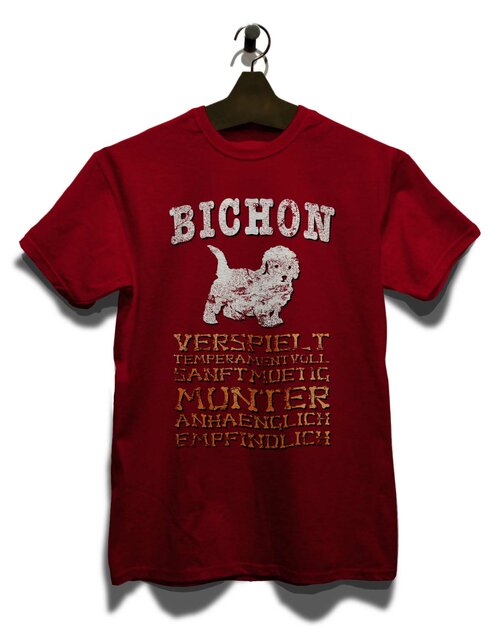 Hund Bichon T-Shirt bordeaux 2XL