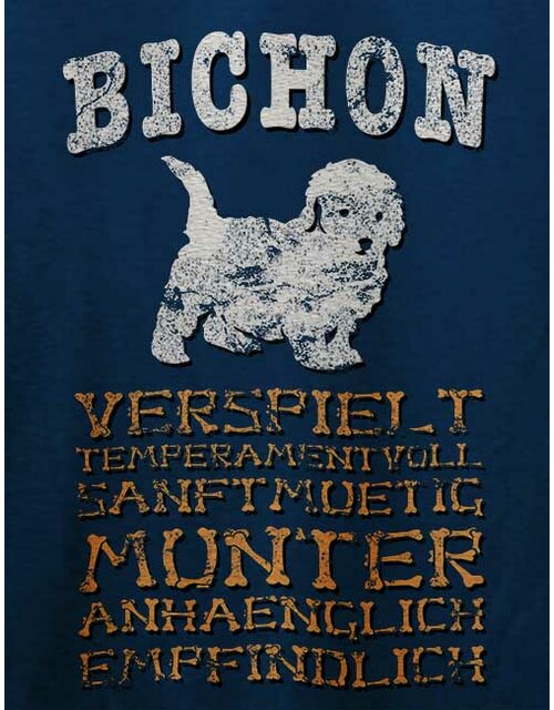 Hund Bichon T-Shirt dunkelblau 2XL