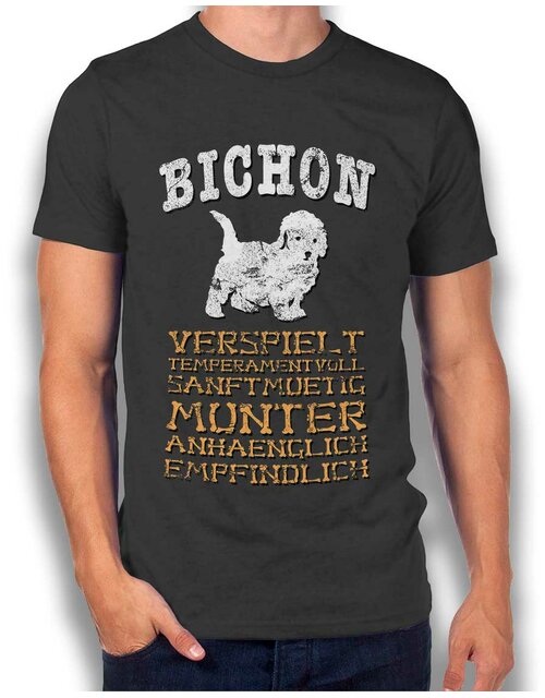 Hund Bichon T-Shirt dunkelgrau M