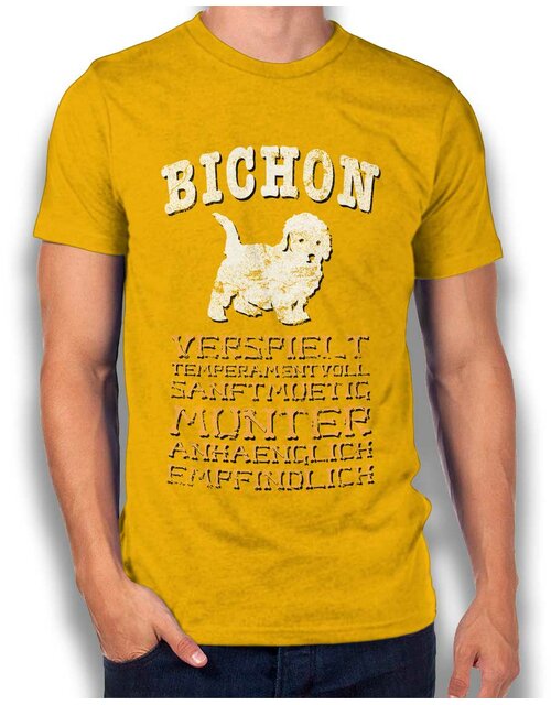 Hund Bichon T-Shirt gelb 2XL