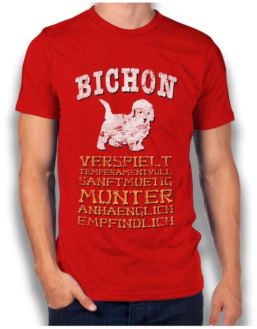 Hund Bichon T-Shirt rot 2XL