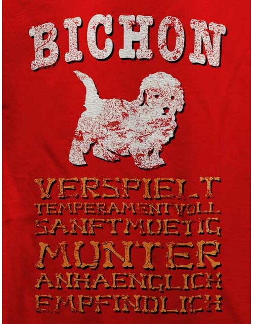Hund Bichon T-Shirt rot 2XL