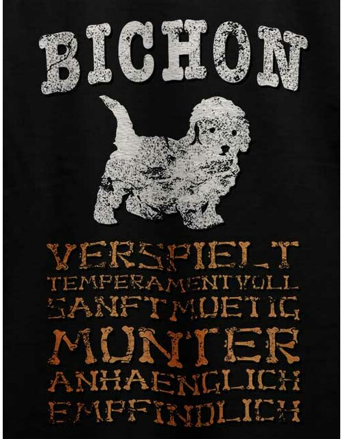 Hund Bichon T-Shirt schwarz M