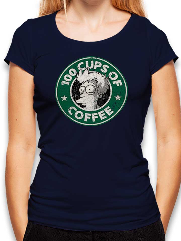 100 Cups Of Coffee Womens T-Shirt deep-navy L
