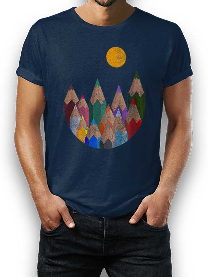 12 Colour Mountains T-Shirt bleu-marine L