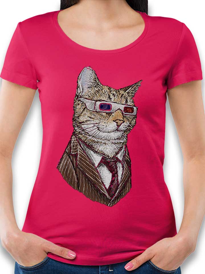 3D Suit Cat Damen T-Shirt fuchsia L