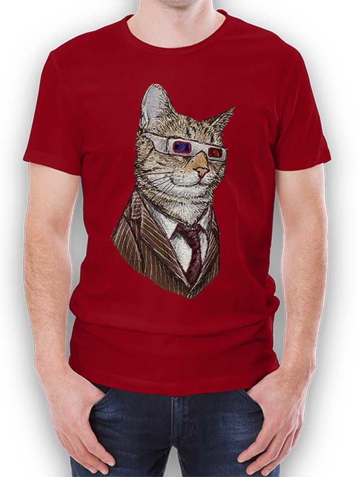 3D Suit Cat T-Shirt bordeaux L