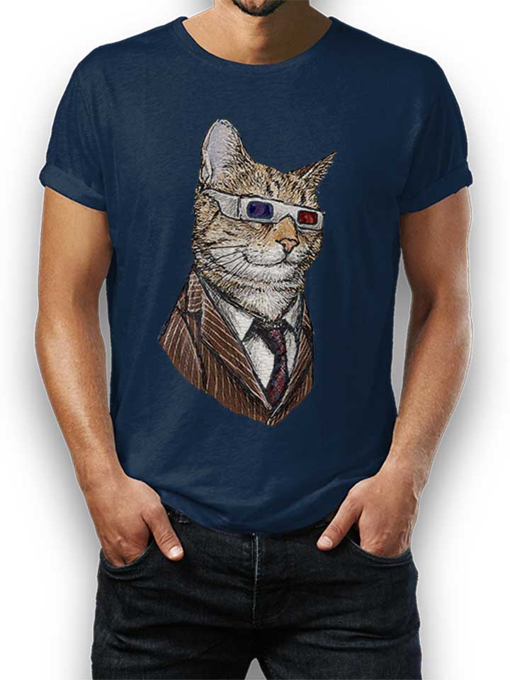 3D Suit Cat T-Shirt dunkelblau L