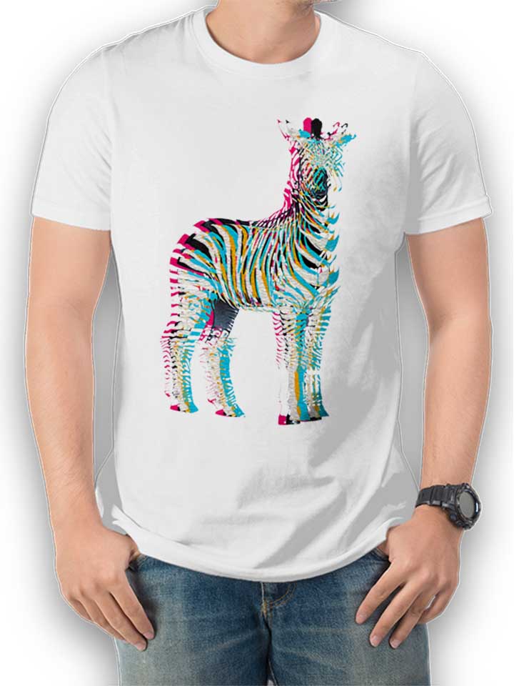 3D Zebra T-Shirt bianco L