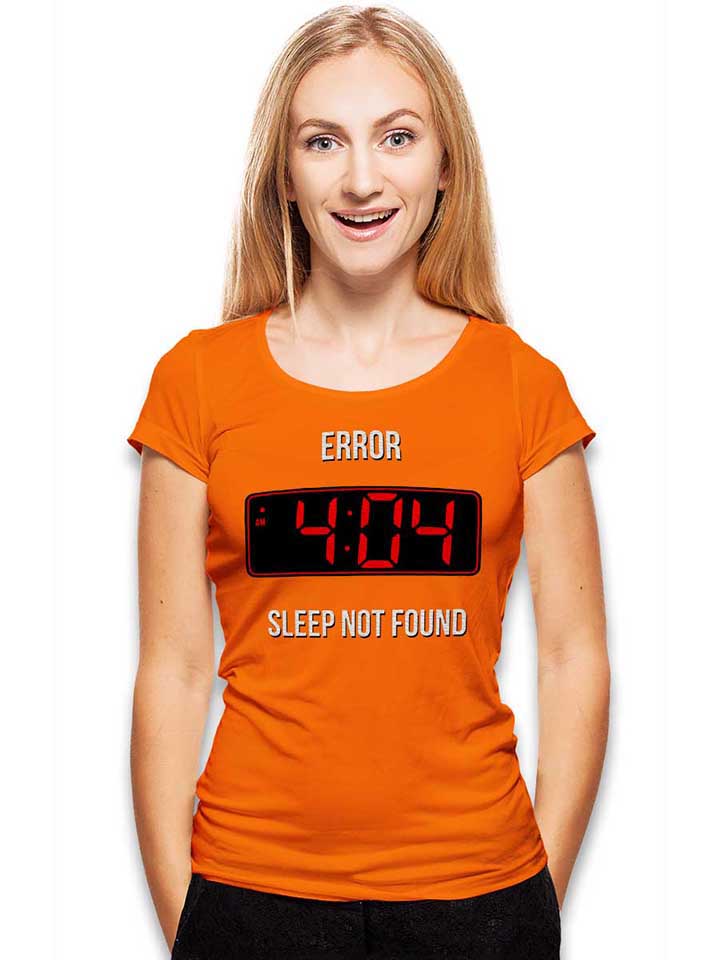 404-error-sleep-not-found-damen-t-shirt orange 2