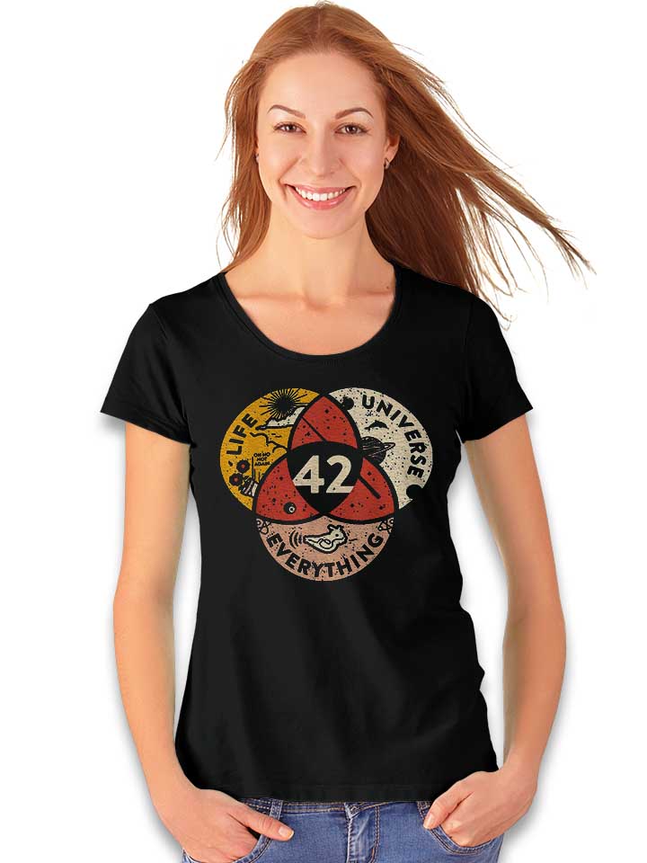 42-answer-to-life-universe-and-everything-damen-t-shirt schwarz 2
