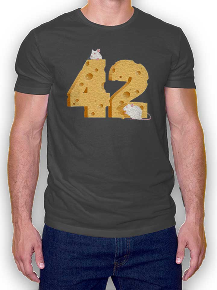 42 Cheese Is The Answer T-Shirt gris-fonc L