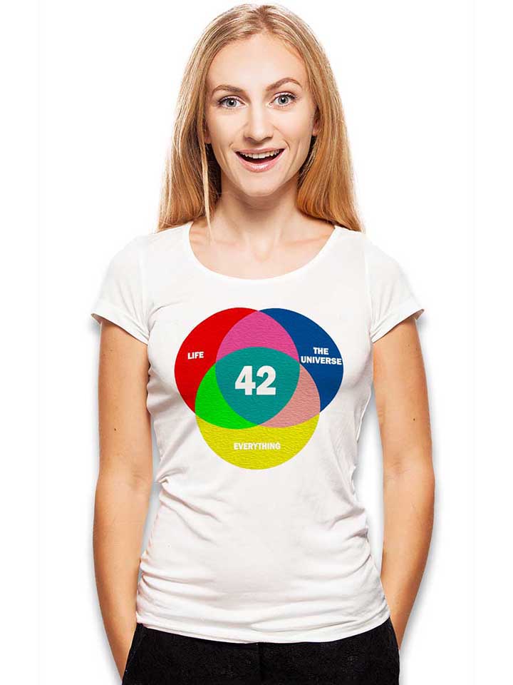 42-life-the-universe-everything-damen-t-shirt weiss 2