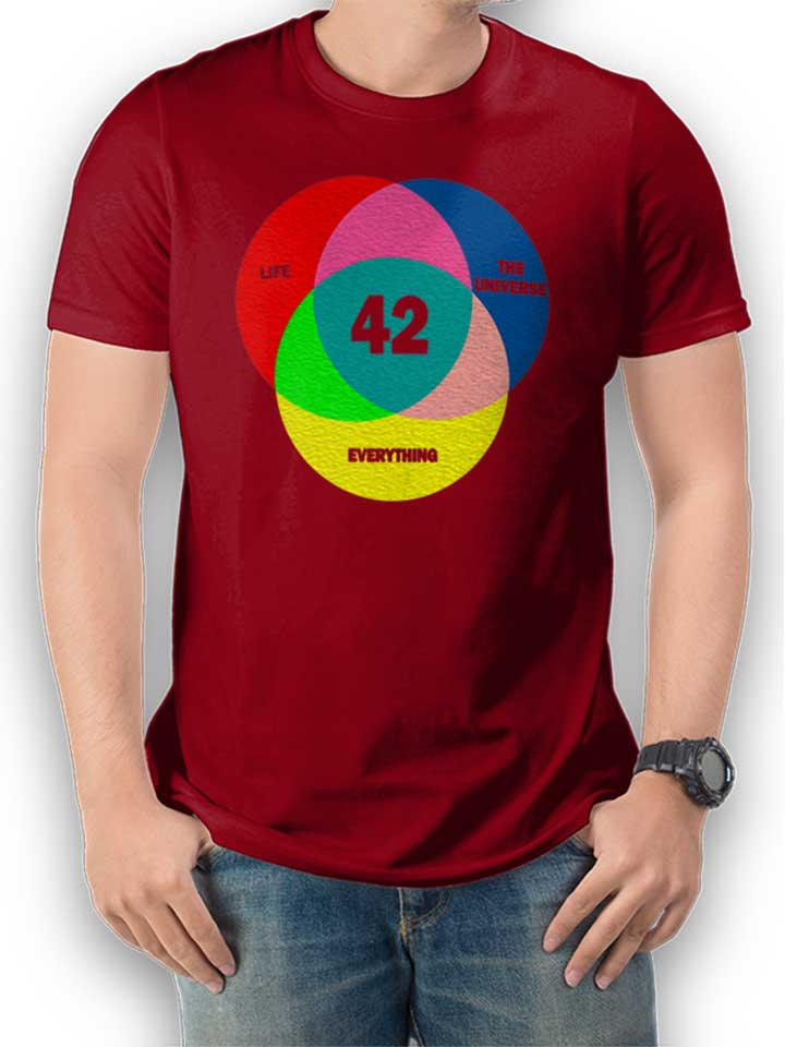 42 Life The Universe Everything T-Shirt maroon L