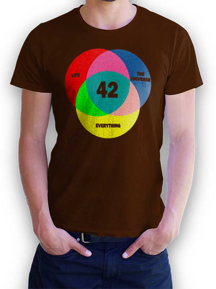 42 Life The Universe Everything T-Shirt brown L
