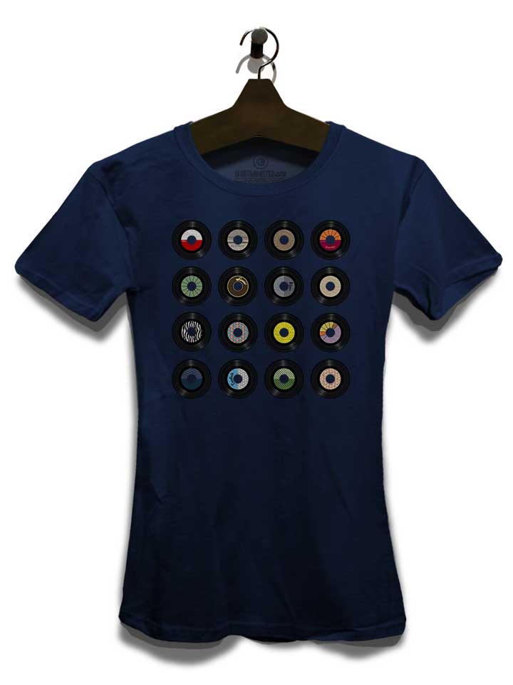 45-records-pop-art-damen-t-shirt dunkelblau 3