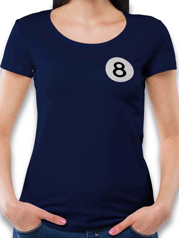 8 Ball Chest Print Womens T-Shirt deep-navy L