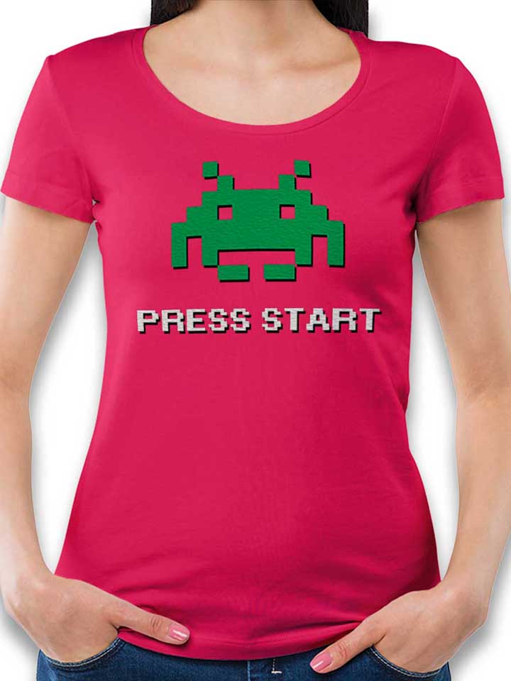 8 Bit Alien Press Start Damen T-Shirt fuchsia L