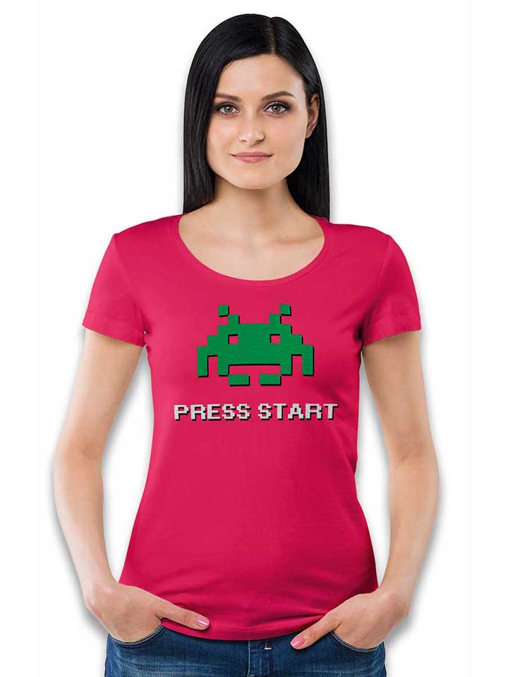 8-bit-alien-press-start-damen-t-shirt fuchsia 2