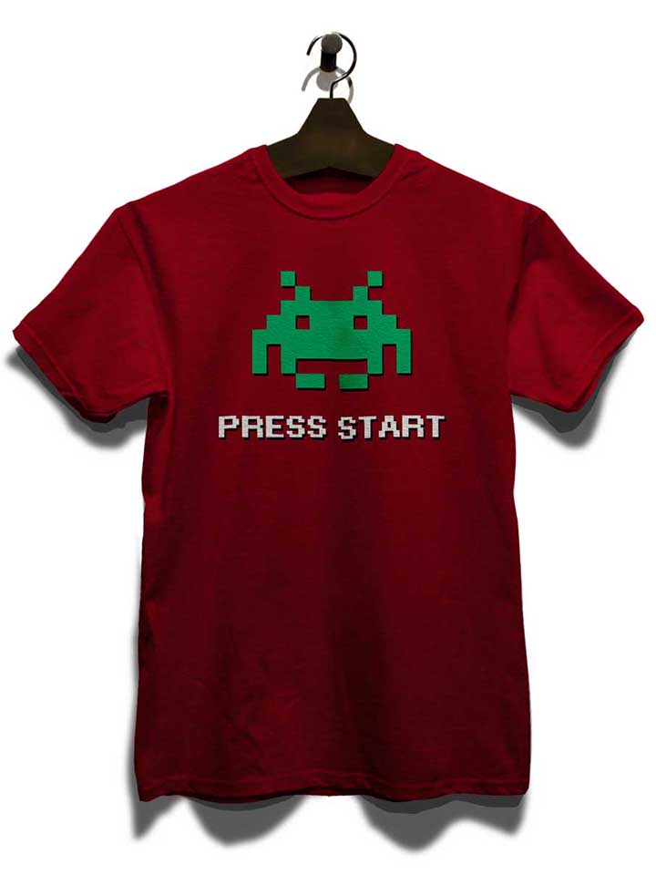 8-bit-alien-press-start-t-shirt bordeaux 3