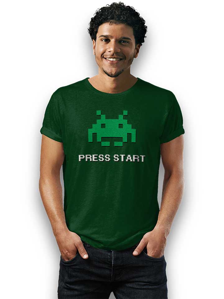 8-bit-alien-press-start-t-shirt dunkelgruen 2
