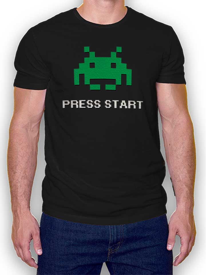 8-bit-alien-press-start-t-shirt schwarz 1