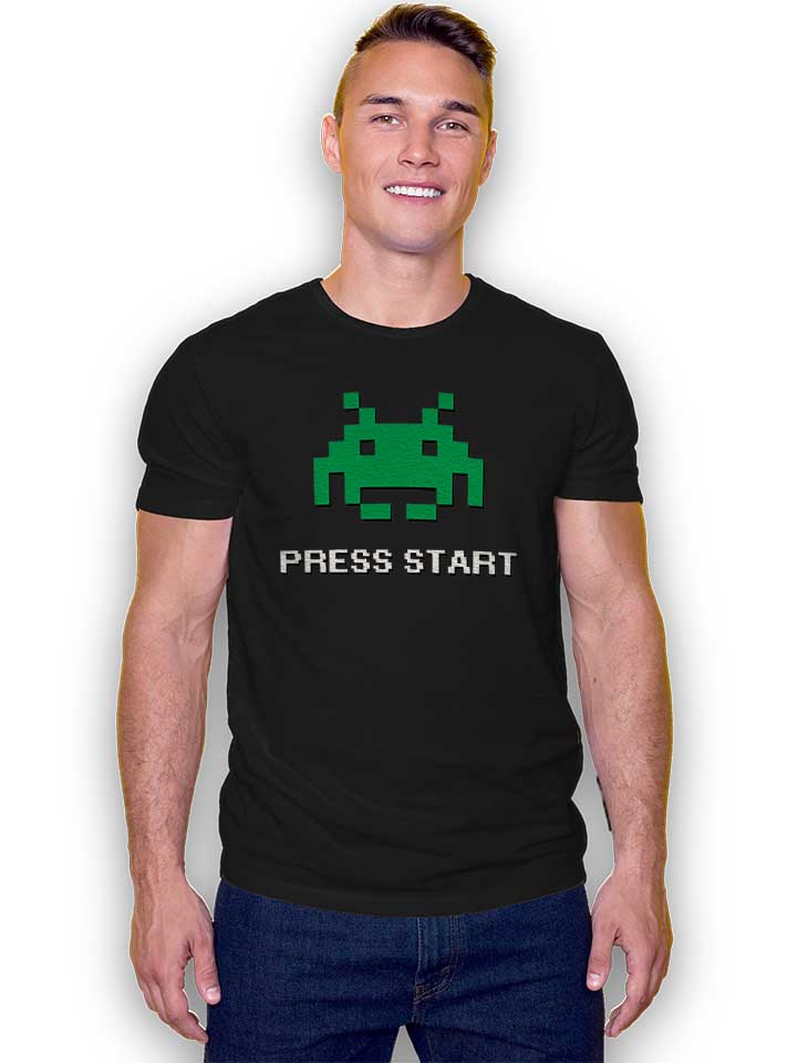 8-bit-alien-press-start-t-shirt schwarz 2