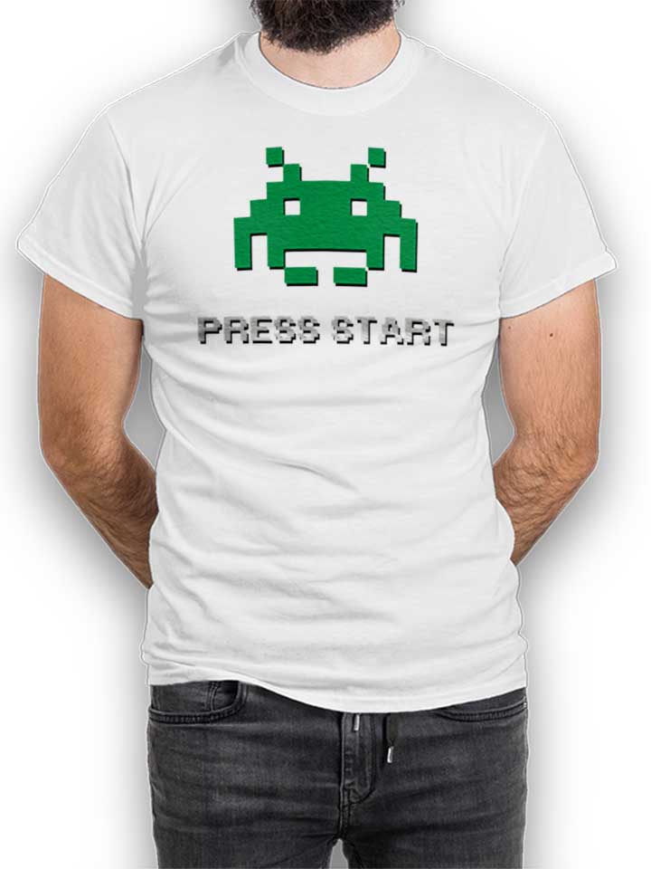 8-bit-alien-press-start-t-shirt weiss 1