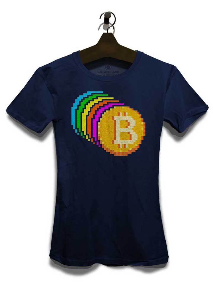 8-bit-bitcoin-rainbow-damen-t-shirt dunkelblau 3