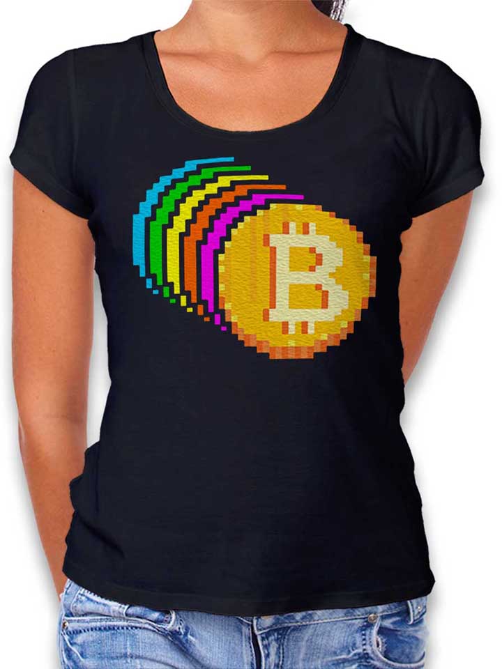 8-bit-bitcoin-rainbow-damen-t-shirt schwarz 1