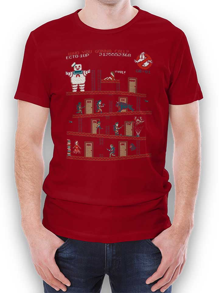 8 Bit Donkey Kong Ghostbusters Camiseta burdeos L