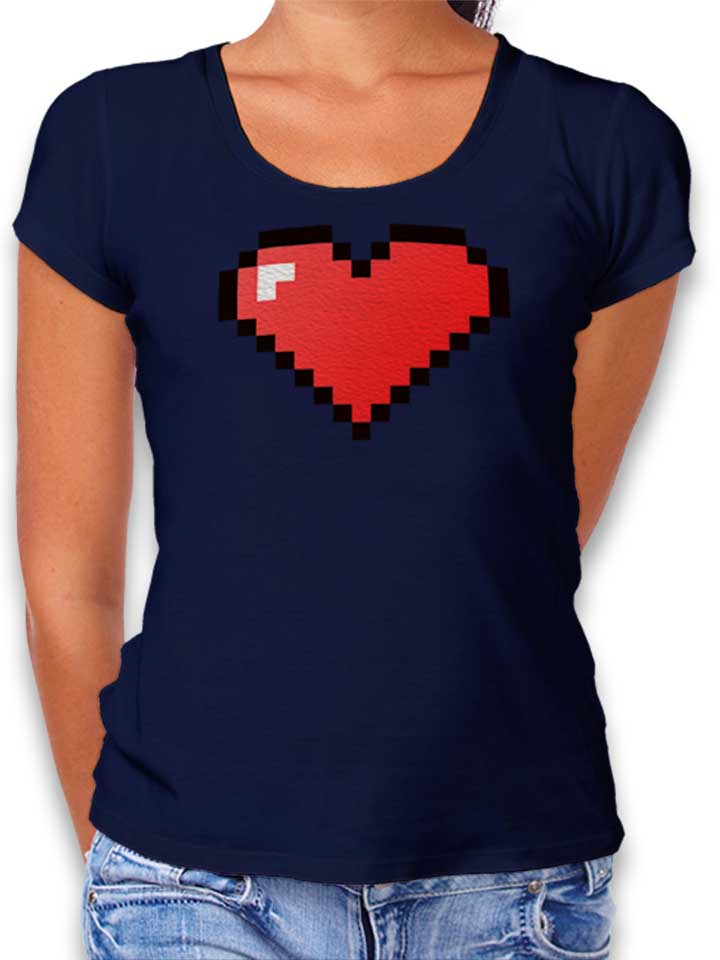 8 Bit Heart Damen T-Shirt dunkelblau L