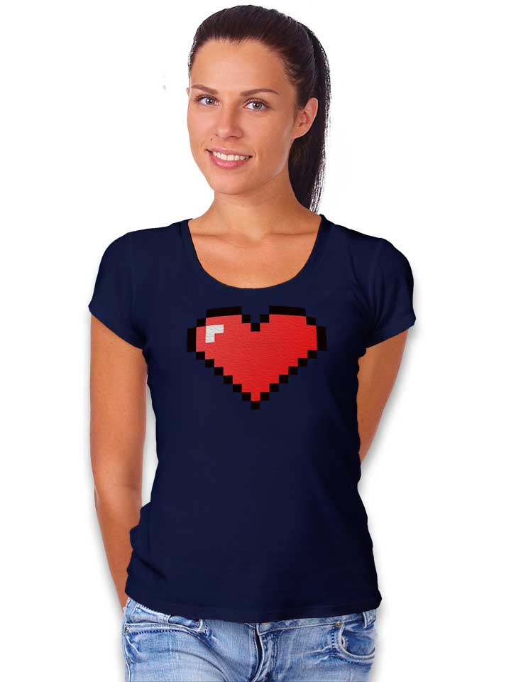 8-bit-heart-damen-t-shirt dunkelblau 2