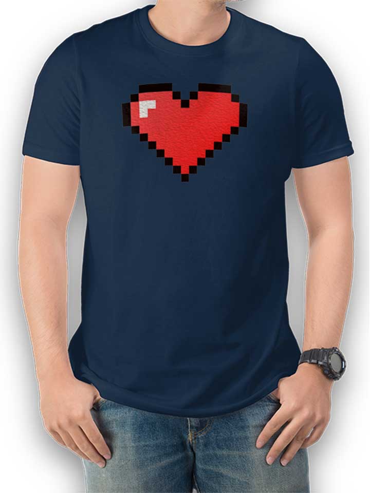8 Bit Heart T-Shirt dunkelblau L