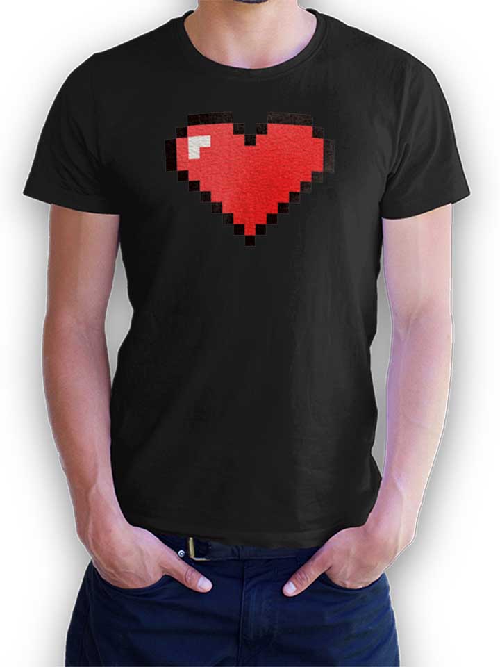 8-bit-heart-t-shirt schwarz 1