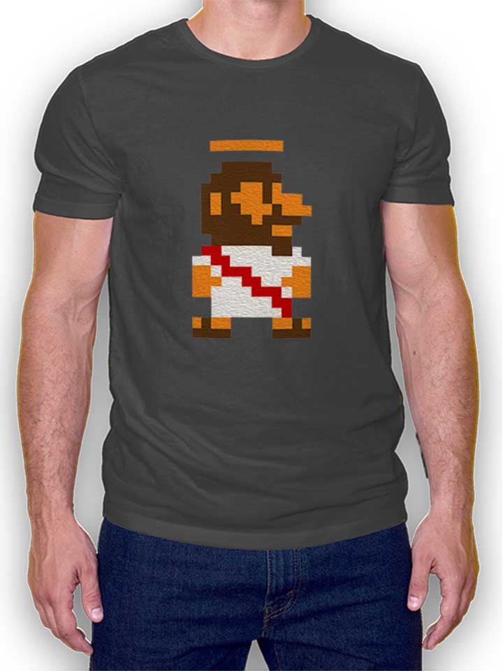 8 Bit Jesus T-Shirt dunkelgrau L